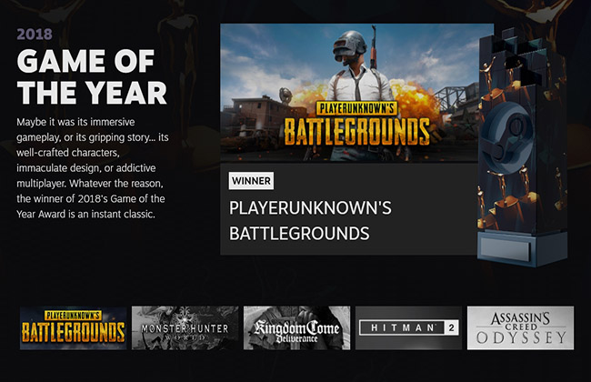 PUBG Raih Penghargaan Game Of The Year Versi Steam Awards 2018