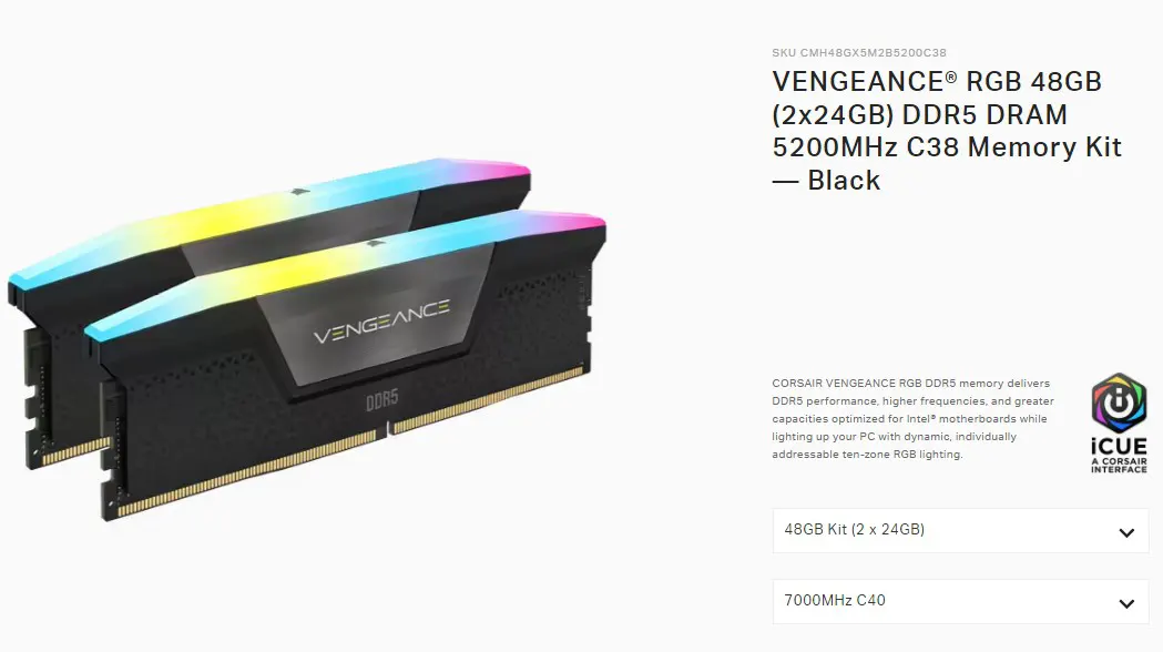 CORSAIR Umumkan Memori Kit Seri VENGEANCE DDR5-7000 48GB (2x24GB)