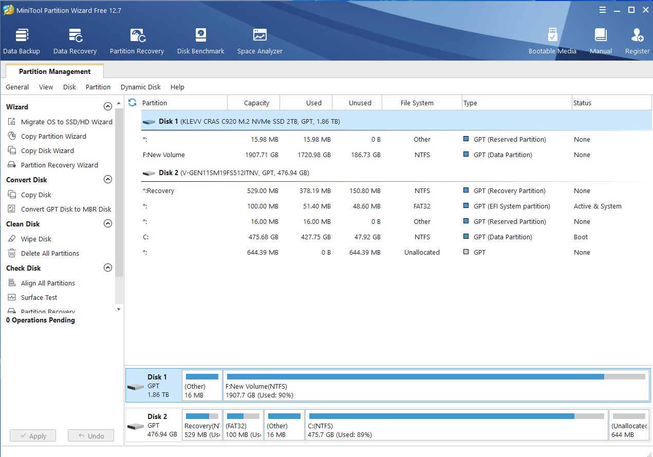 Software gratis MiniTool Partition Wizard 12.7