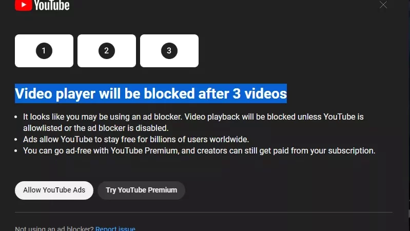 YouTube Eksperimen Batasi Pengguna Yang Memakai Pemblokir Iklan