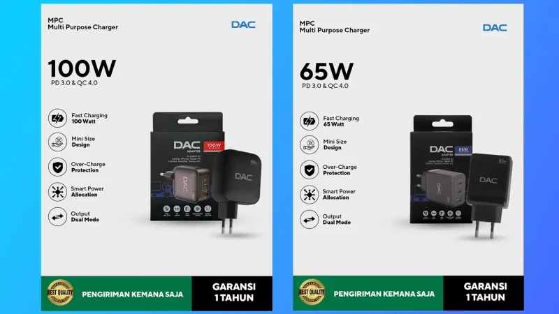 DAC Indonesia Rilis Charger GaN 65W & 100W: Ringkas, Cerdas & Bertenaga